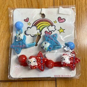 Hello kitty hair elastics red and blue